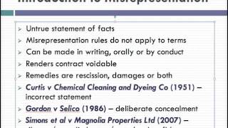 Misrepresentation Lecture 1 of 4 [upl. by Santiago253]